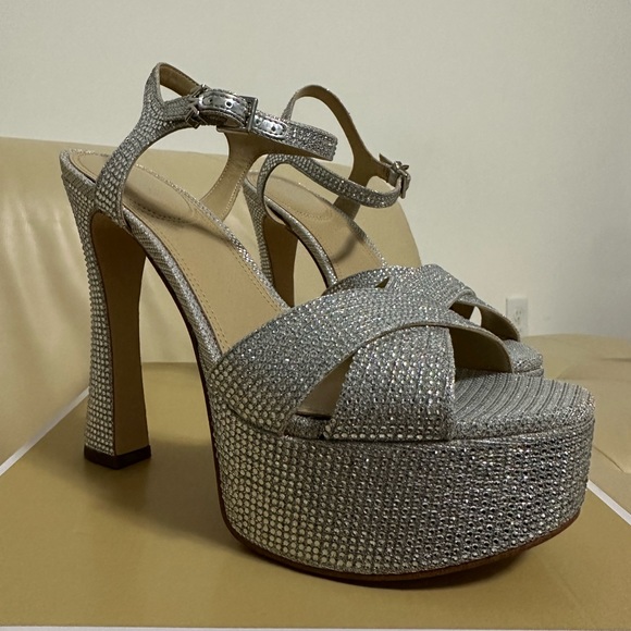 Silver Glitter Platform Sandals size 8 - Picture 8 of 12